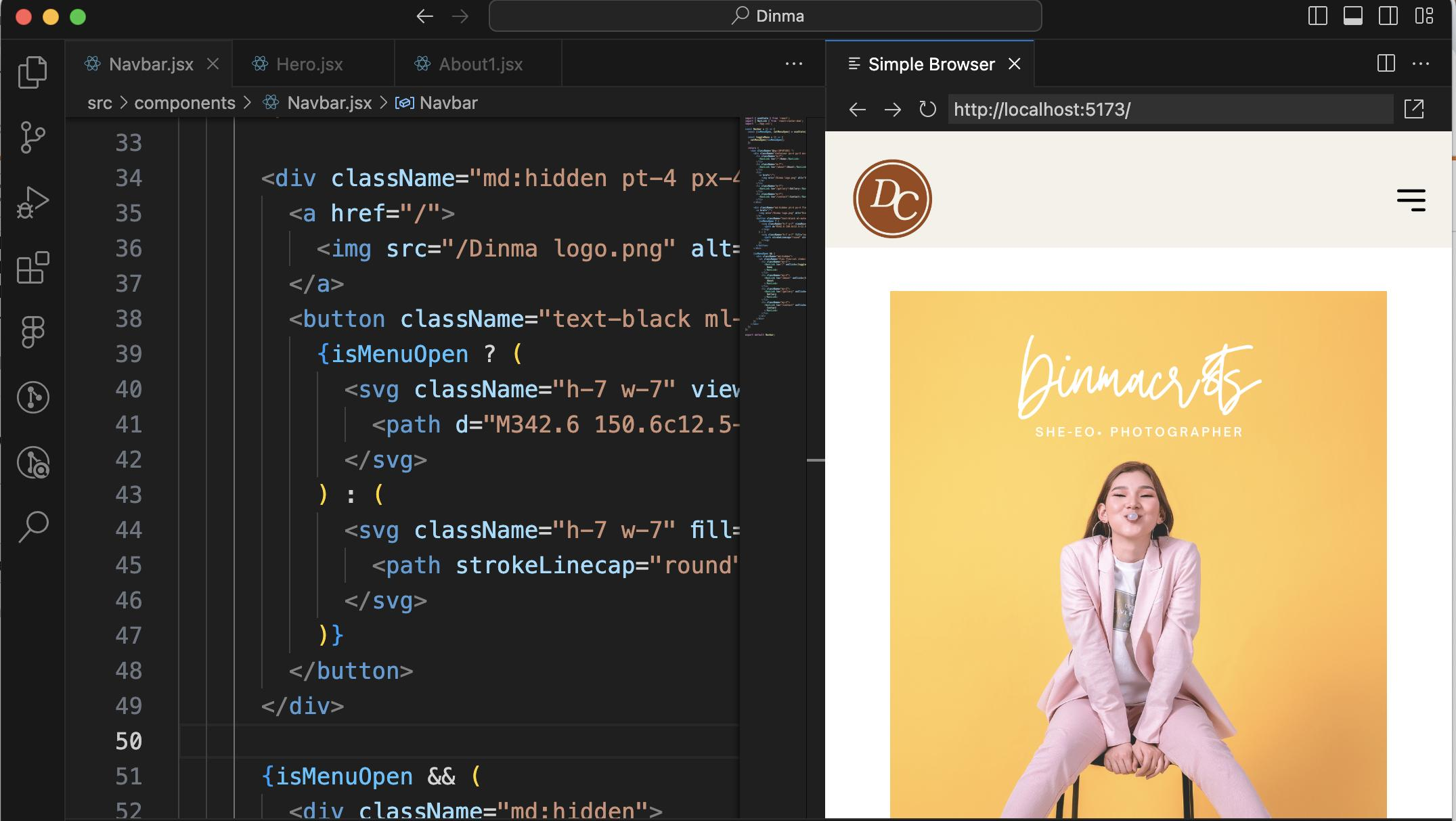 Web development in progress screenshot